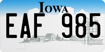 IA license plate EAF985