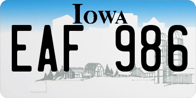 IA license plate EAF986