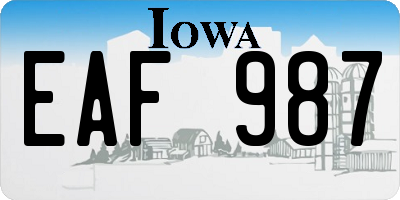 IA license plate EAF987