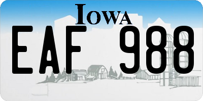 IA license plate EAF988