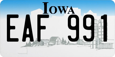 IA license plate EAF991