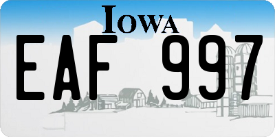IA license plate EAF997