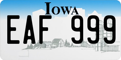 IA license plate EAF999