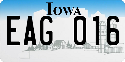 IA license plate EAG016