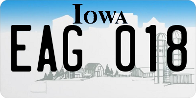 IA license plate EAG018