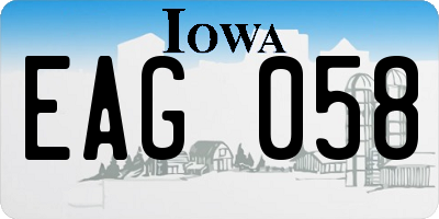 IA license plate EAG058