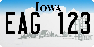 IA license plate EAG123