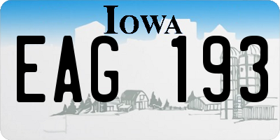 IA license plate EAG193