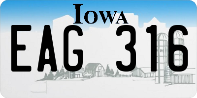 IA license plate EAG316