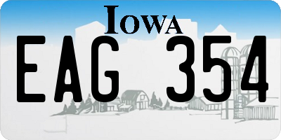 IA license plate EAG354