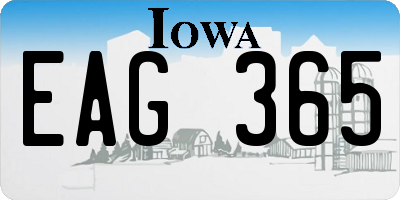 IA license plate EAG365