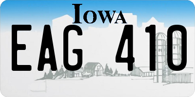 IA license plate EAG410