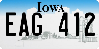 IA license plate EAG412