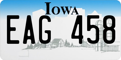 IA license plate EAG458