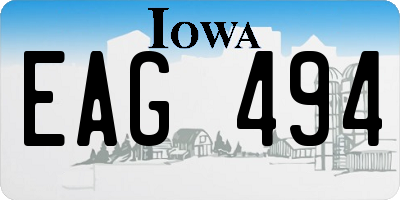 IA license plate EAG494