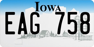 IA license plate EAG758