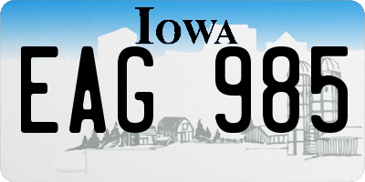 IA license plate EAG985