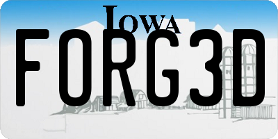 IA license plate FORG3D