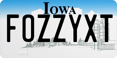 IA license plate FOZZYXT