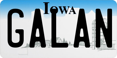 IA license plate GALAN