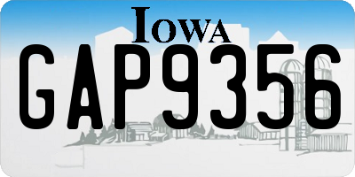 IA license plate GAP9356