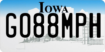 IA license plate GO88MPH