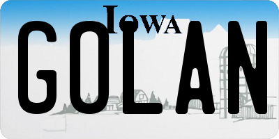 IA license plate GOLAN