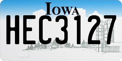 IA license plate HEC3127