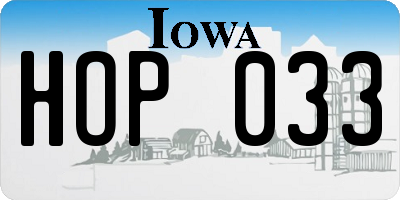 IA license plate HOP033
