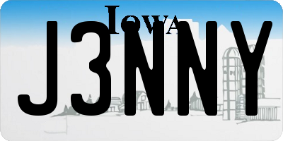 IA license plate J3NNY