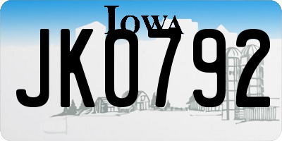 IA license plate JK0792