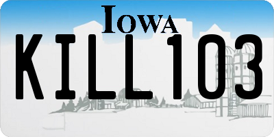 IA license plate KILL103