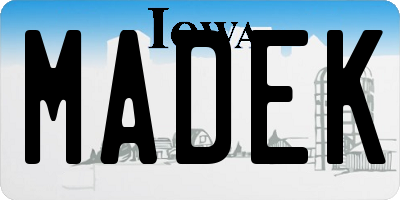 IA license plate MADEK