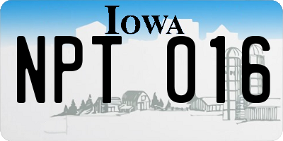 IA license plate NPT016
