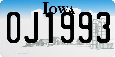 IA license plate OJ1993