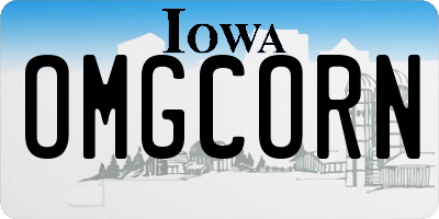 IA license plate OMGCORN