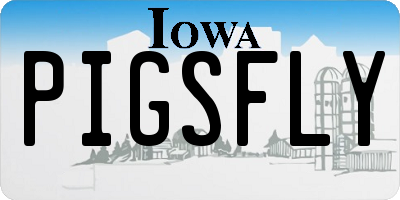 IA license plate PIGSFLY