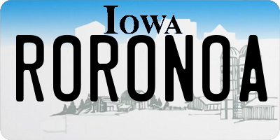 IA license plate RORONOA