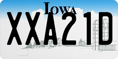 IA license plate XXA21D