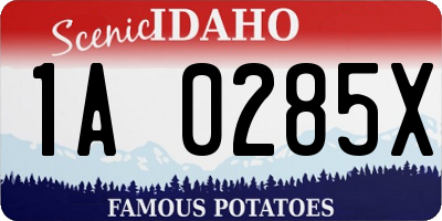 ID license plate 1A0285X