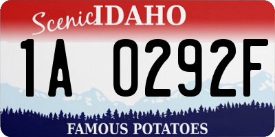 ID license plate 1A0292F