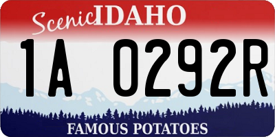 ID license plate 1A0292R