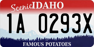 ID license plate 1A0293X