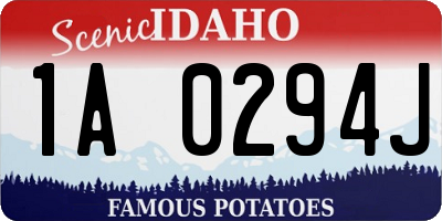 ID license plate 1A0294J