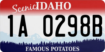 ID license plate 1A0298B