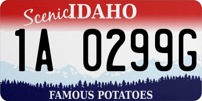 ID license plate 1A0299G