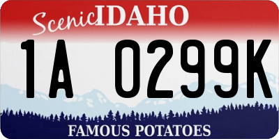 ID license plate 1A0299K