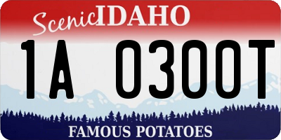 ID license plate 1A0300T