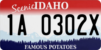 ID license plate 1A0302X
