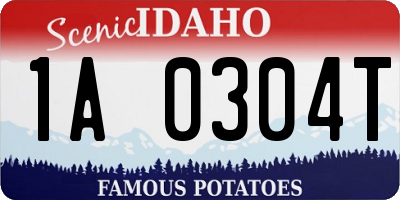 ID license plate 1A0304T